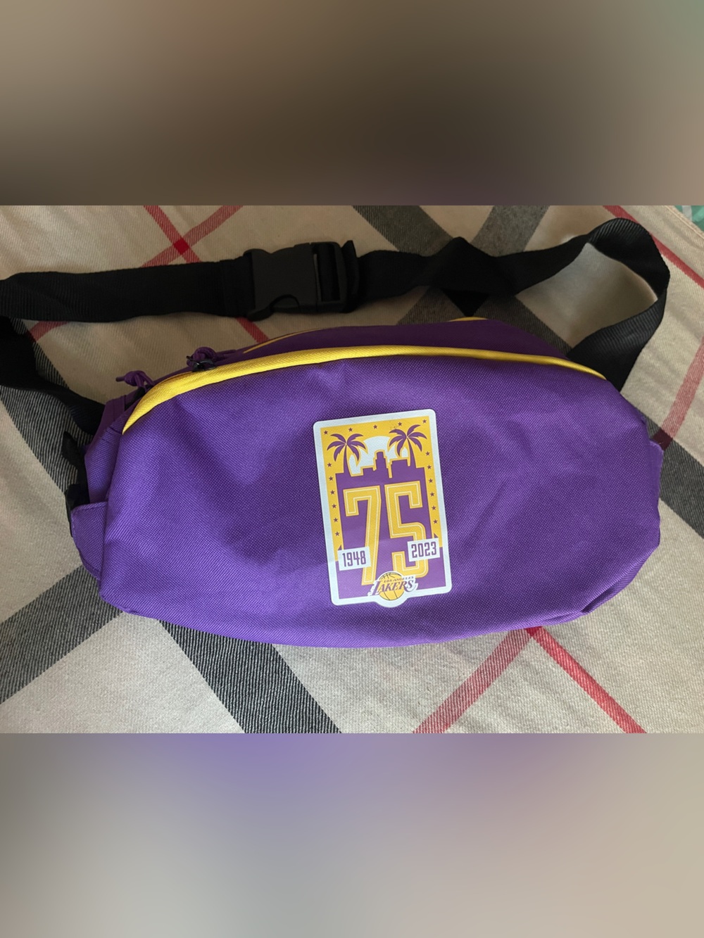2023 LA LAKERS Purple and Yellow Fanny Pack with Lakers Graphic